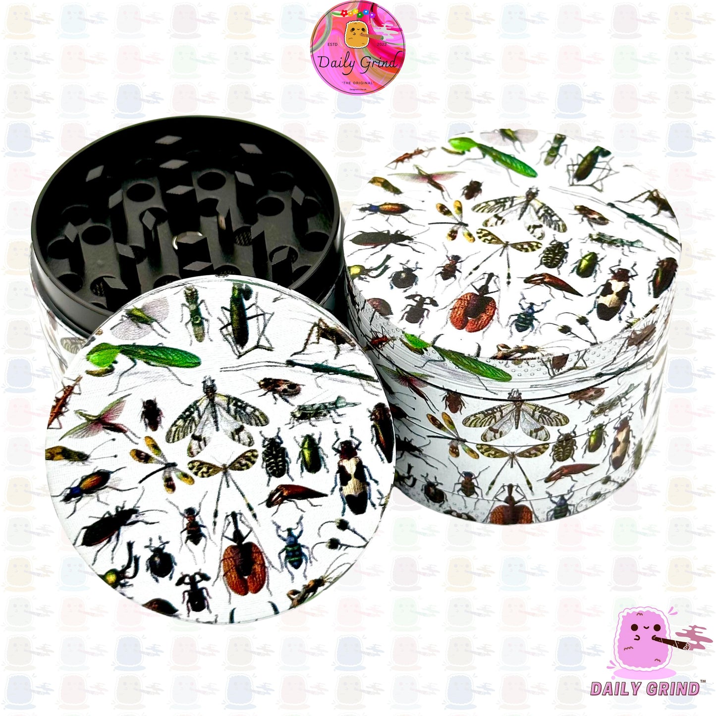 Bugs and Creepy Crawlies Insects Vintage Chart Style - 50mm 4-Piece High Quality Custom Metal Kitchen Herb Grinder Gift idea