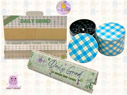 Blue Gingham Tartan Check Cute Cottage Pattern 50mm 4 Pièces Haute Qualité Personnalisé Métal Herb Grinder Cadeau 