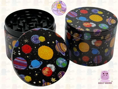 Espace et planètes dessin animé galaxie mignon ciel nocturne univers spatial années 90 - 50mm 4 pièces broyeur d'herbes en métal de haute qualité cadeau 