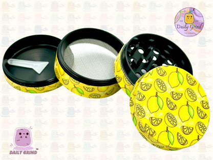 Juicy Lemon Slices Fruit Candy Yellow - 50mm 4-Piece High Quality Custom Metal Tobacco Herb Grinder Gift Idea