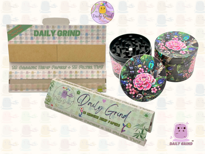 Cute Flowers and Rose - 50mm 4-Piece Premium Custom Metal Tobacco Herb Grinder Cute Gift Idea