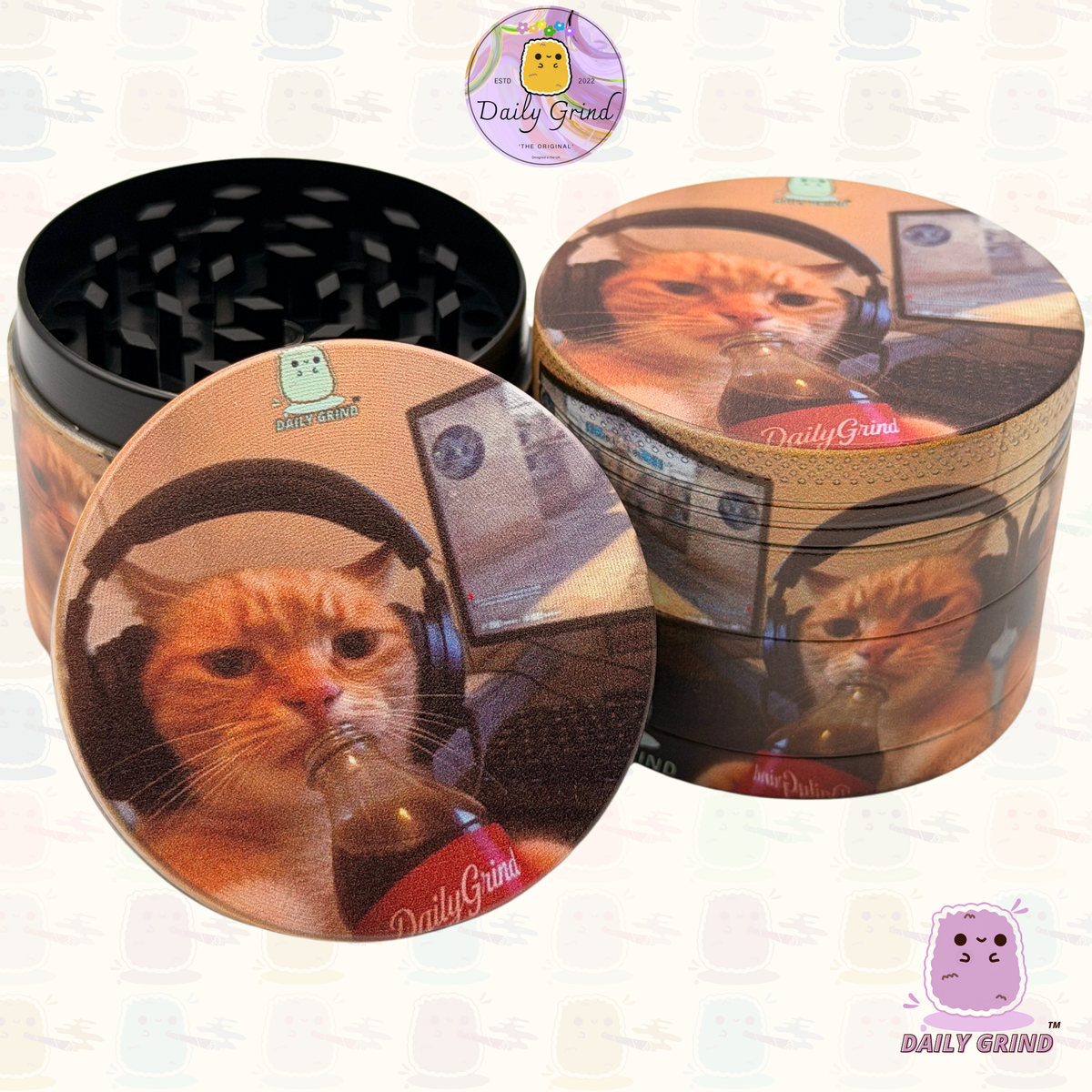 Gamer Kitten - 50mm Custom 4-Piece Metal Tobacco Herb Grinder - Christmas Gift