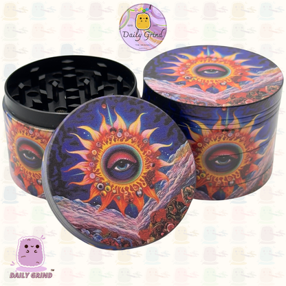 Motif Trippy coloré ondulé liquide Hallucination 50mm 4 pièces haute qualité personnalisé métal herbe broyeur cadeau 