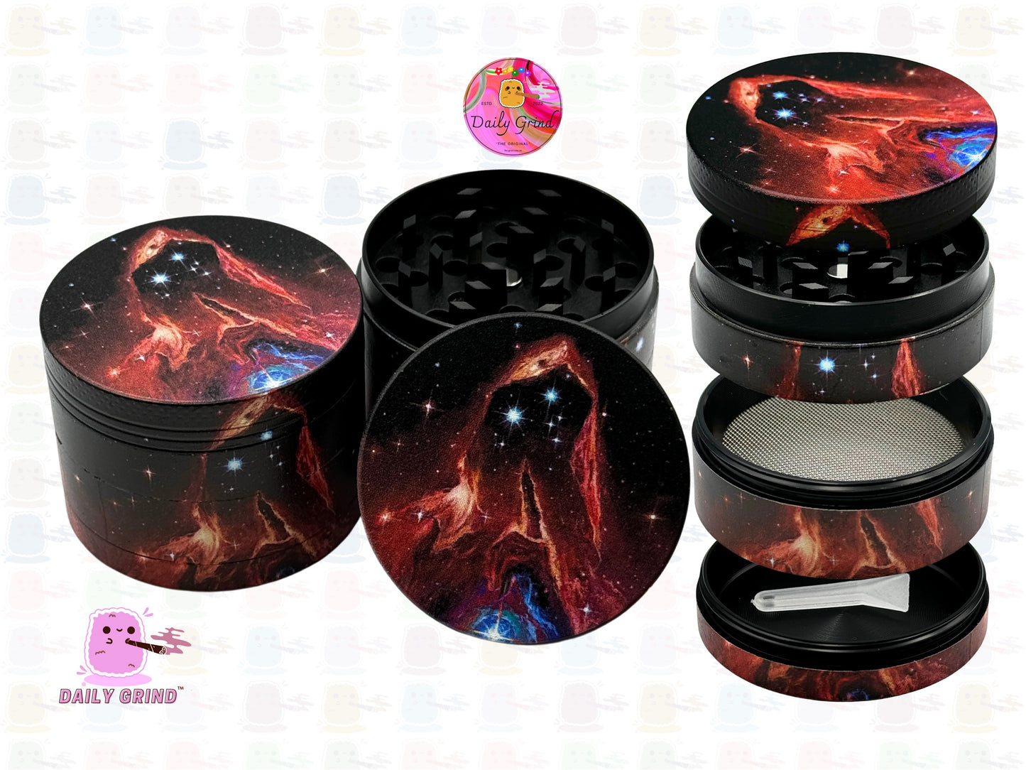 Man Shushing in the Stars...eediyat - 50mm Premium 4-Piece Custom Metal Kitchen Herb Grinder Gift Idea