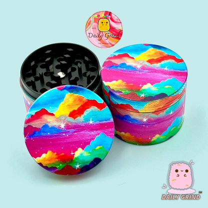 Nuages ​​colorés bel art-50mm 4 pièces cadeau de broyeur d'herbes en métal personnalisé de haute qualité