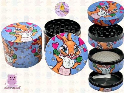 Squirrel Loving Romance Cute Nature - 50mm 4-Piece Premium Custom Metal Tobacco Herb Grinder Cute Gift Idea
