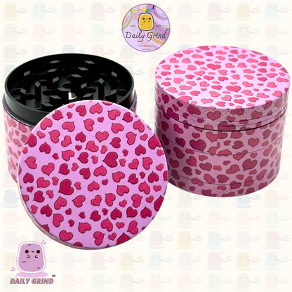 Pink Love Hearts Cute Girly - 50mm 4-Piece High Quality Metal Tobacco Herb Grinder Gift Idea