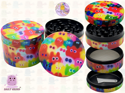 Motif Trippy coloré ondulé liquide Hallucination 50mm 4 pièces haute qualité personnalisé métal herbe broyeur cadeau 