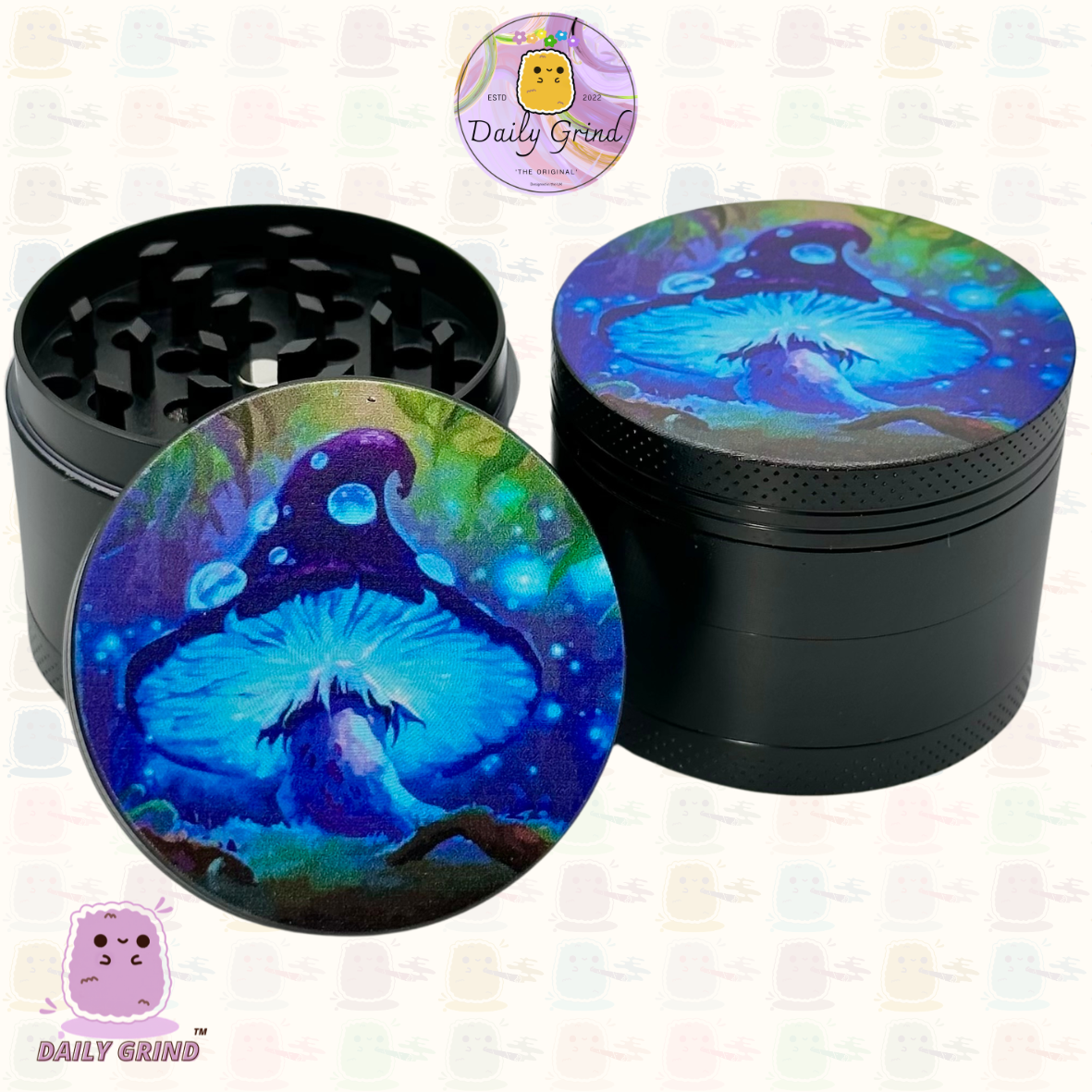 Néon champignon lumineux - 50mm 4 pièces cadeau de broyeur d’herbes en métal personnalisé de haute qualité 