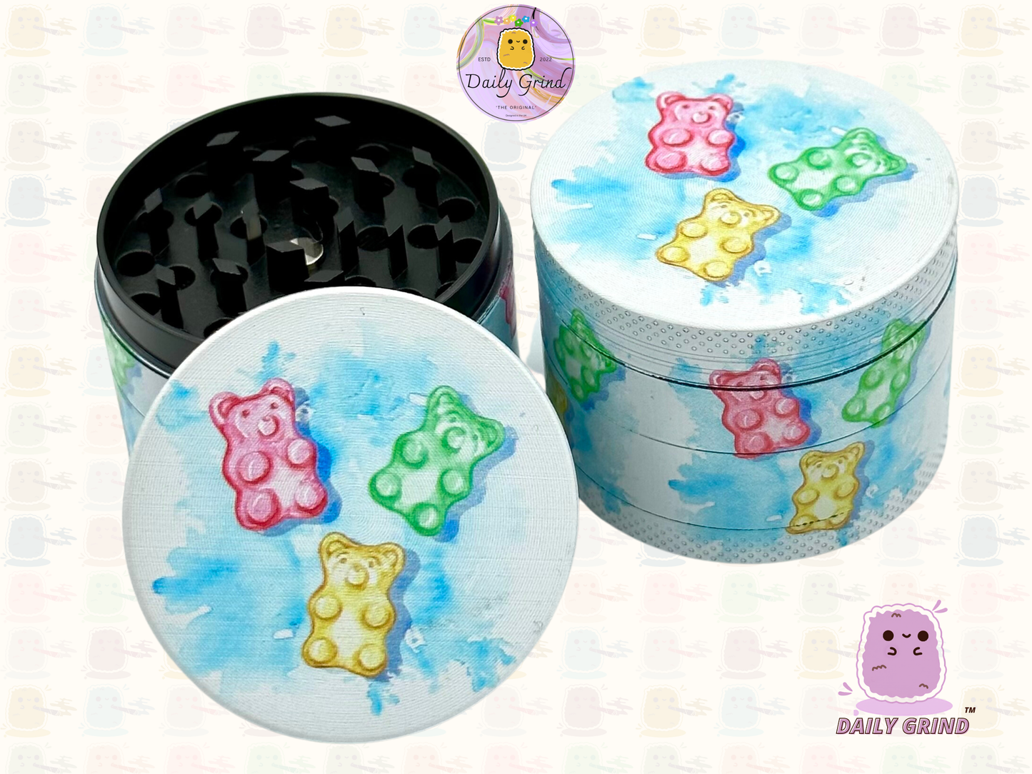 Gummy Bear Sweet Candy Cute - 50mm 4-Piece High Quality Custom Metal Tobacco Herb Grinder Gift Idea