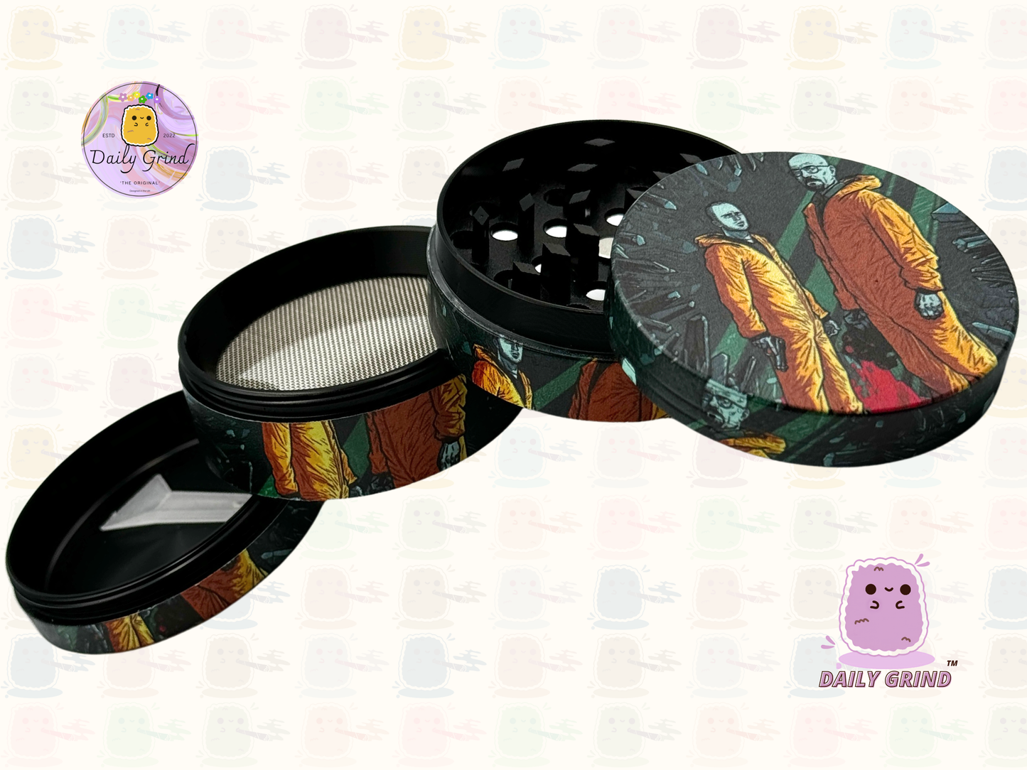 Motif Trippy coloré ondulé liquide Hallucination 50mm 4 pièces haute qualité personnalisé métal herbe broyeur cadeau 
