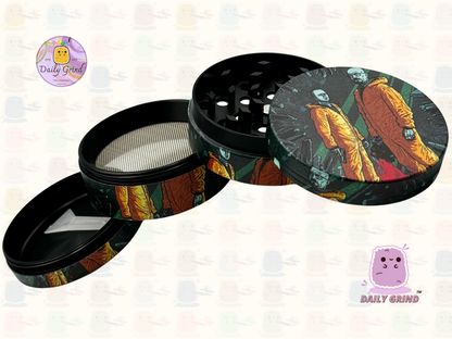 Motif Trippy coloré ondulé liquide Hallucination 50mm 4 pièces haute qualité personnalisé métal herbe broyeur cadeau 