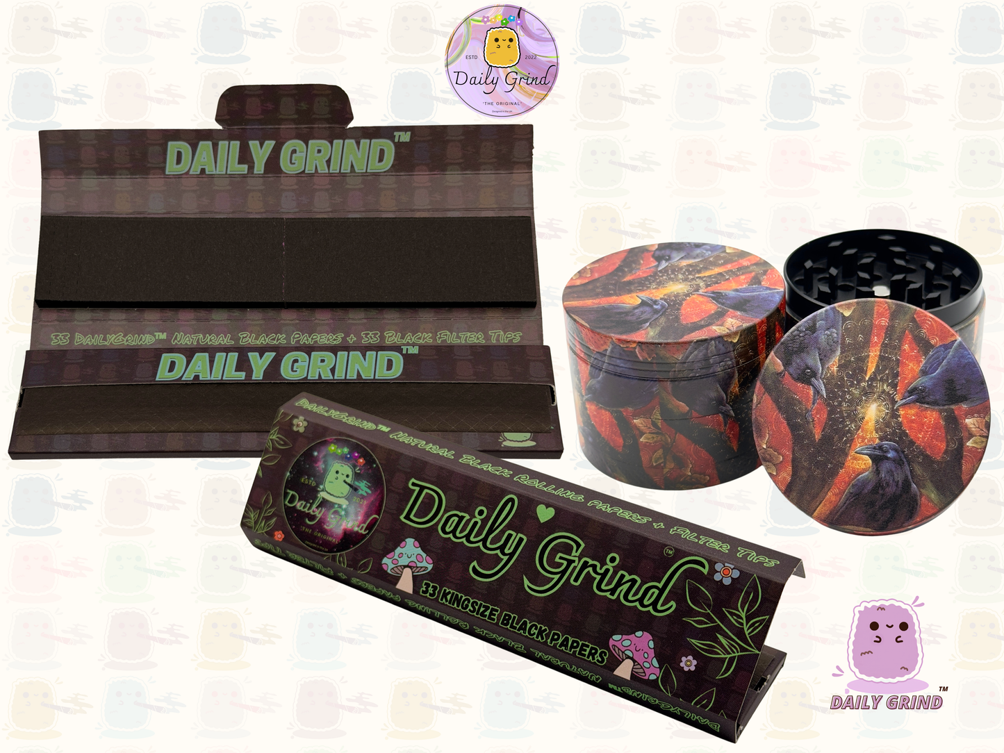 Crow Corvid Raven - 50mm Premium 4-Piece Custom Metal Tobacco Herb Grinder Gift Idea