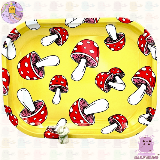 Lindo Toadstool Patrón Seta Amarillo - 14x18cm Pequeña Superficie de Bandeja de Metal para Joyas, Cristales, etc. Idea de regalo de baratijas