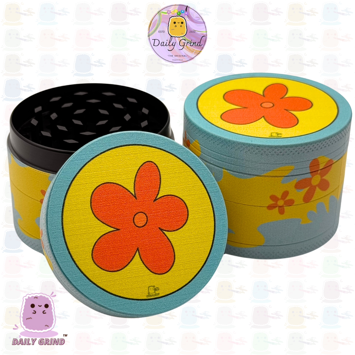 70’s Flower Power 60's Cute Peace Nostalgia - 50mm 4-Piece High Quality Custom Metal Tobacco Herb Grinder Gift Idea