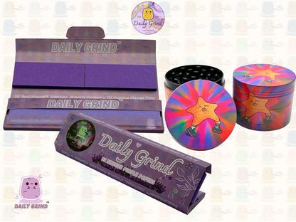 Happy Star Kawaii Tie Dye Cute - 50mm 4-Piece High Quality Custom Metal Tobacco Herb Grinder Gift Idea