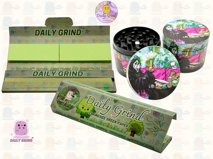 Death Chilling with Pizza - 50mm 4-Piece Premium Custom Metal Tobacco Herb Grinder Cute Gift Idea