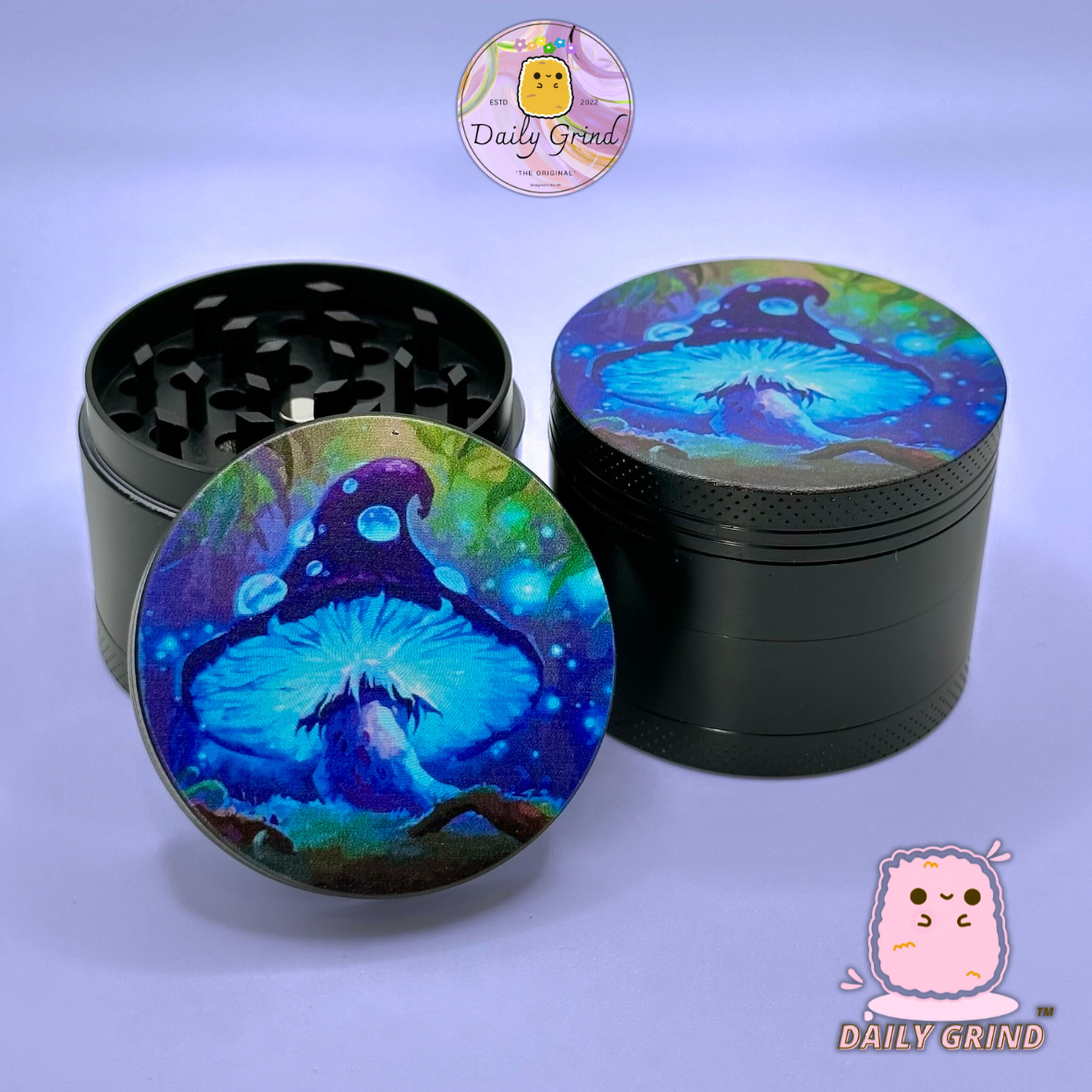 Néon champignon lumineux - 50mm 4 pièces cadeau de broyeur d’herbes en métal personnalisé de haute qualité 
