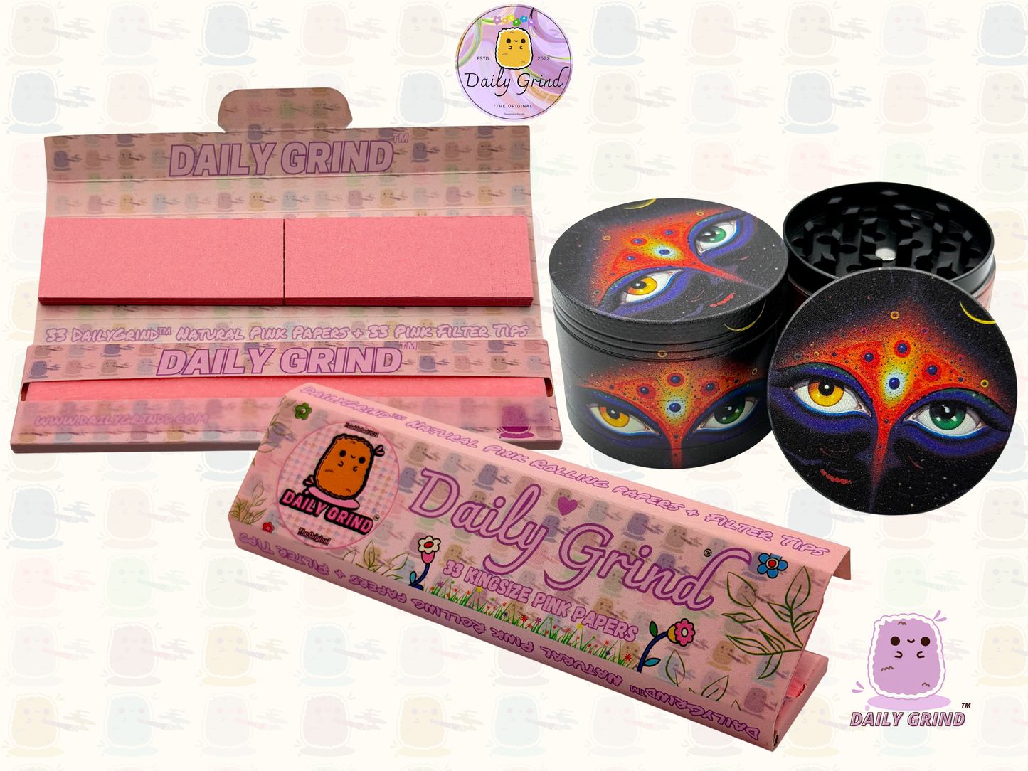 Motif Trippy coloré ondulé liquide Hallucination 50mm 4 pièces haute qualité personnalisé métal herbe broyeur cadeau 