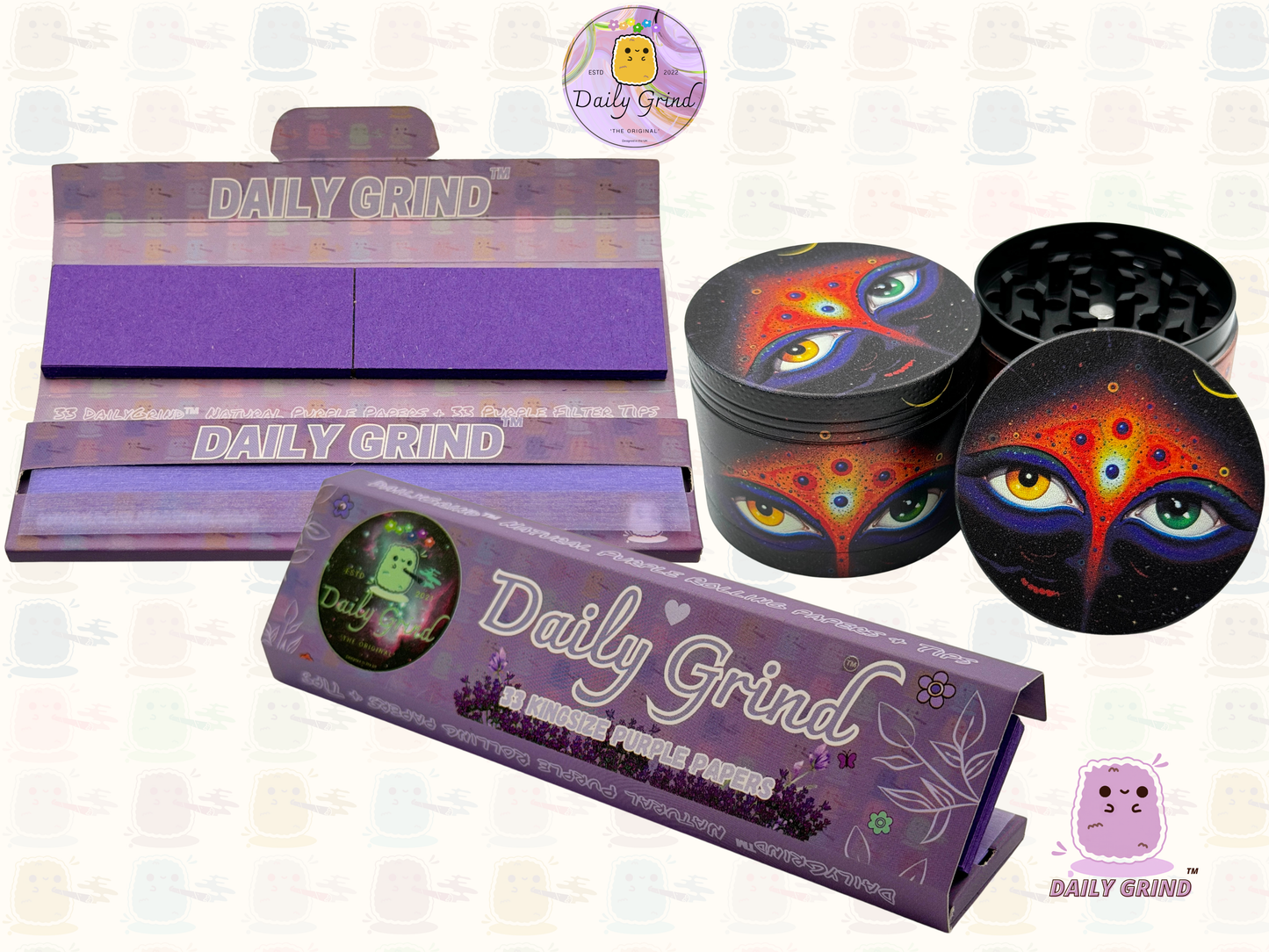 Motif Trippy coloré ondulé liquide Hallucination 50mm 4 pièces haute qualité personnalisé métal herbe broyeur cadeau 