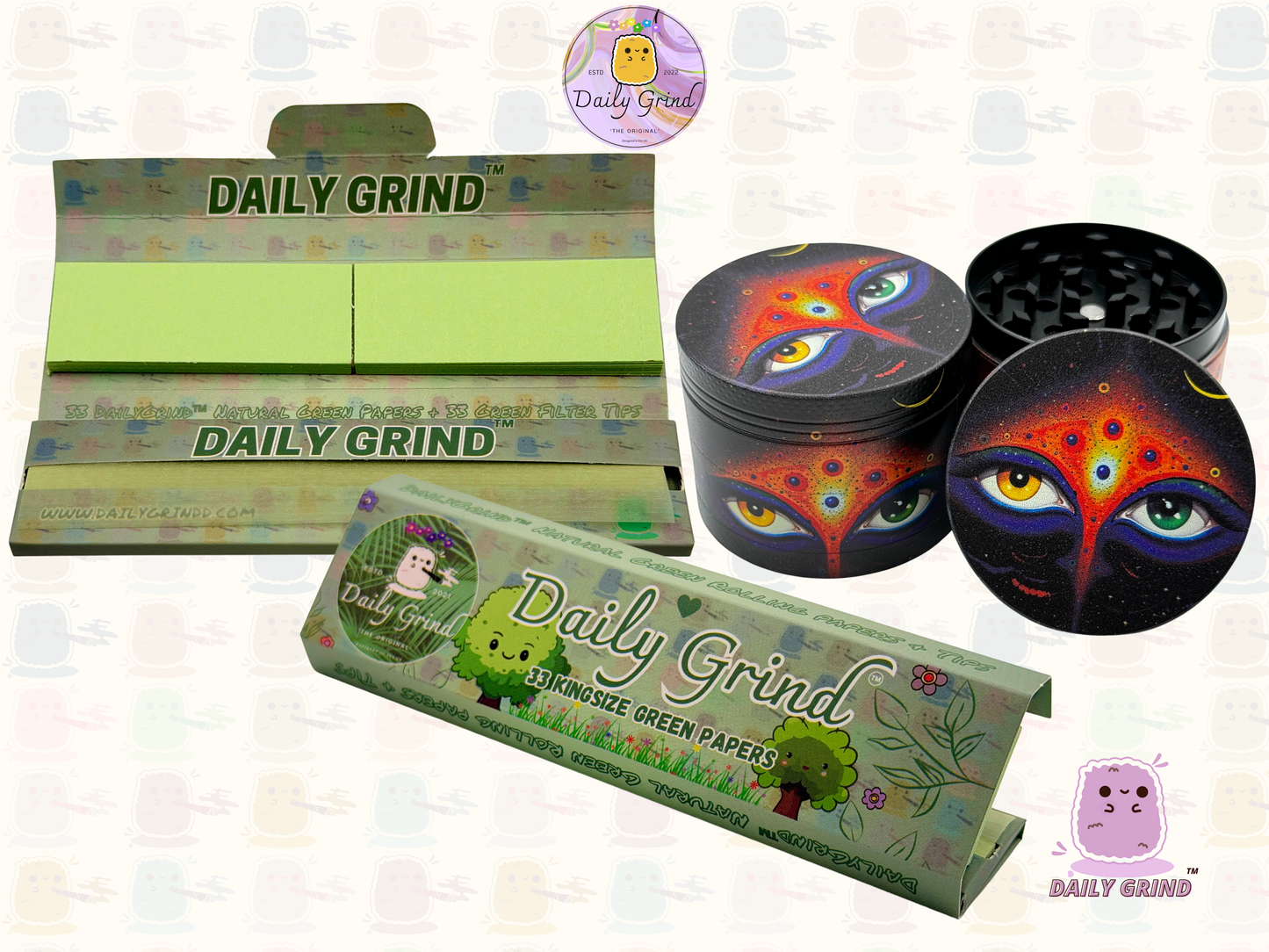 Motif Trippy coloré ondulé liquide Hallucination 50mm 4 pièces haute qualité personnalisé métal herbe broyeur cadeau 