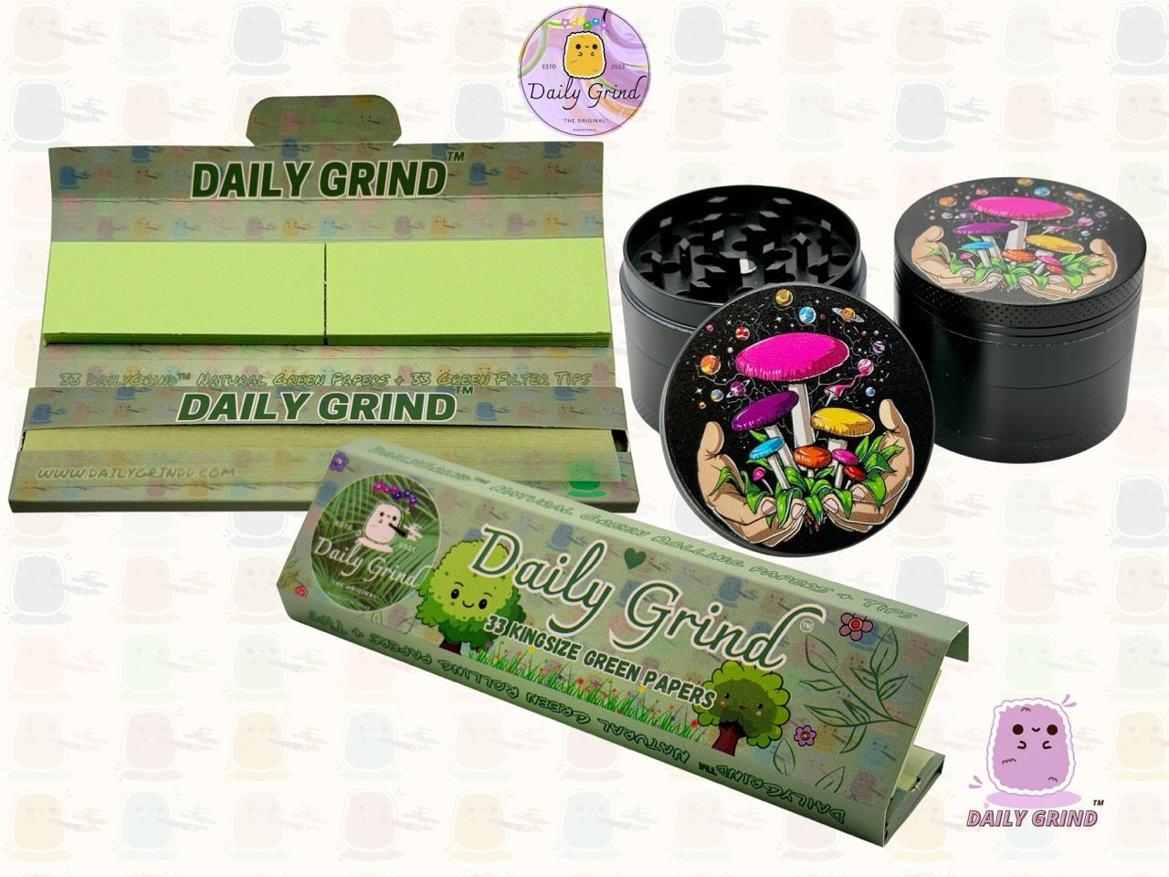 Setas forrajeras Hongos Manos Myco Design - 50 mm 4 piezas Regalo de molinillo de hierbas de metal personalizado de alta calidad 