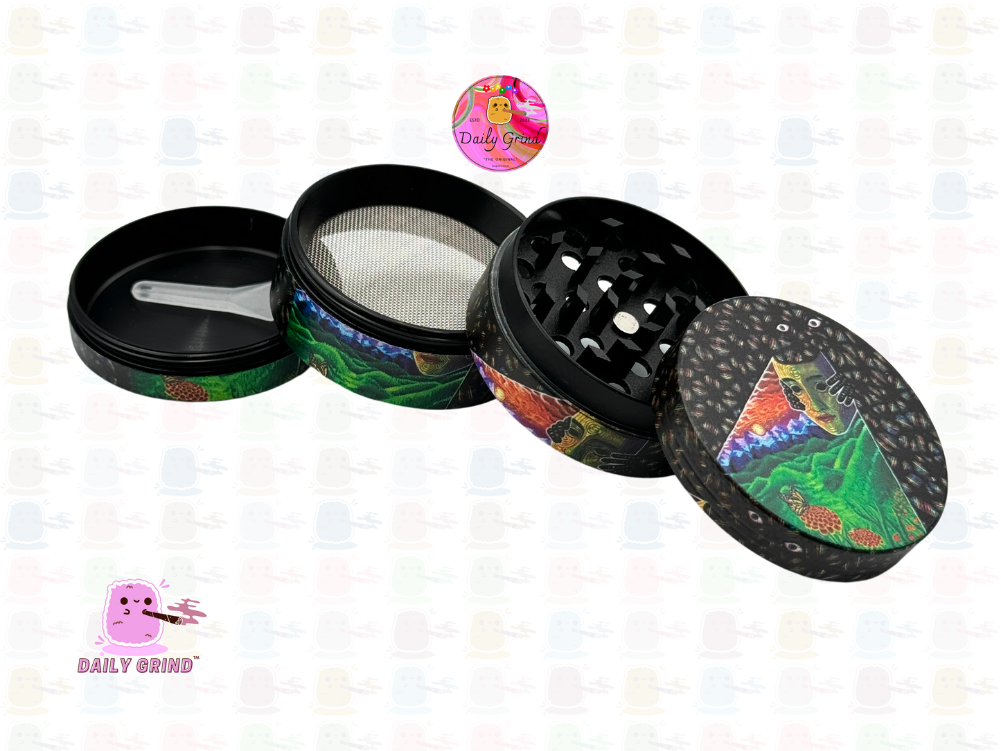 Mask of Awakening Colourful Fantasy Dream - 50mm 4-Piece High Quality Custom Metal Kitchen Herb Grinder Gift Idea