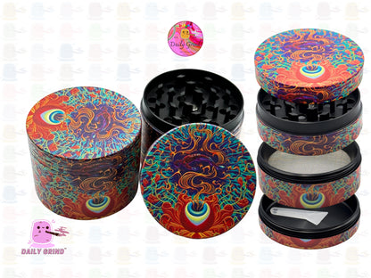 Third Eye Spiritual Awakening Man Floating Esoteric Art - 50mm Premium 4-Piece Custom Metal Kitchen Herb Grinder Gift Idea