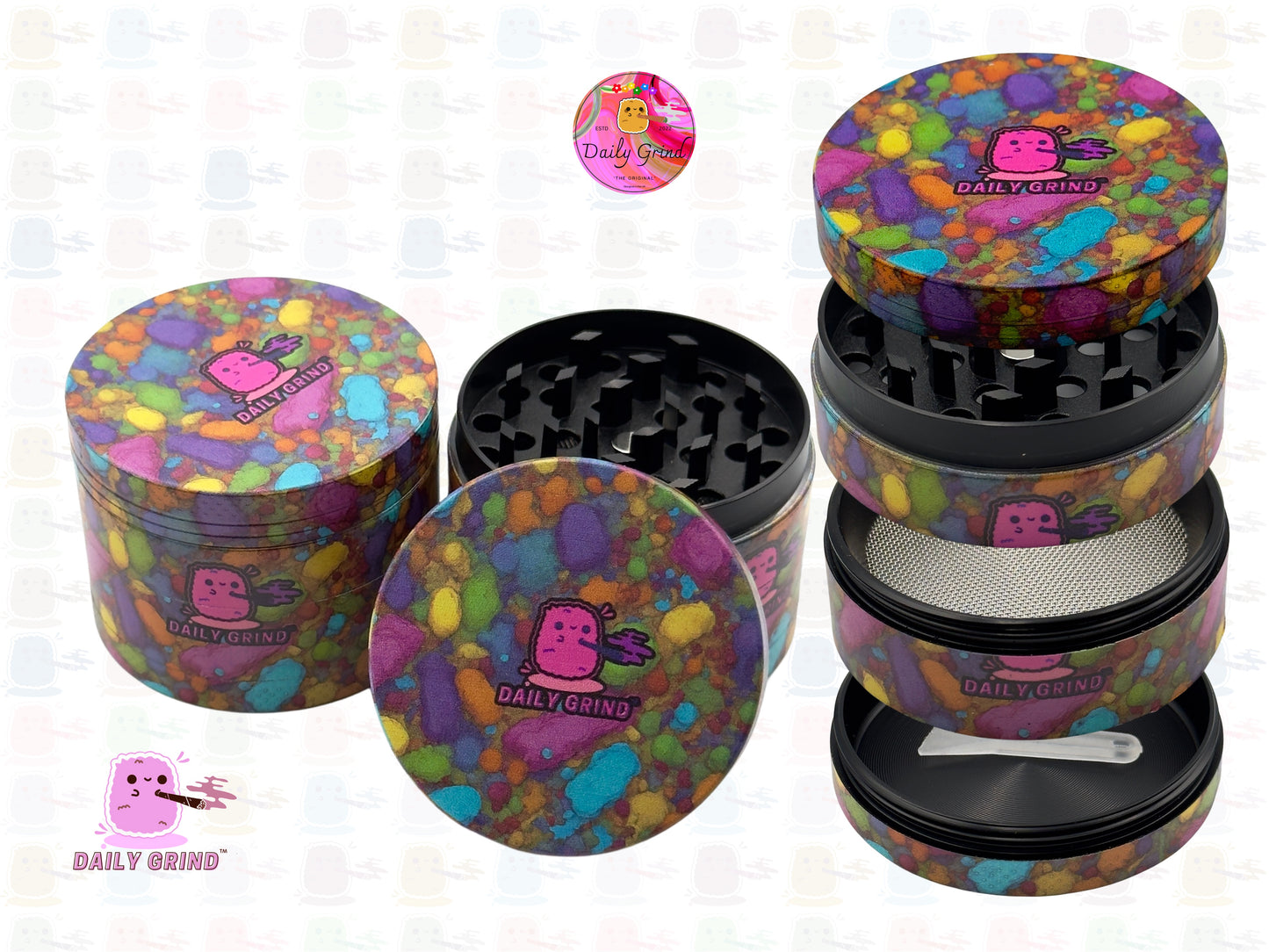 Colourful Sweets or Candy - 50mm Premium 4-Piece Custom Metal Kitchen Herb Grinder Gift Idea