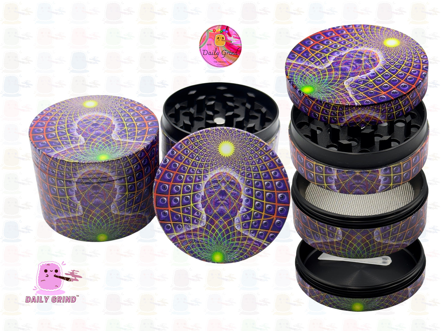 Esoteric Purple Man Moment of Clarity - 50mm Premium 4-Piece Custom Metal Kitchen Herb Grinder Gift Idea