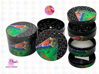 Mask of Awakening Colourful Fantasy Dream - 50mm 4-Piece High Quality Custom Metal Kitchen Herb Grinder Gift Idea