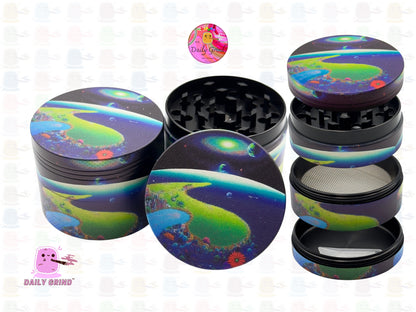 Outer Space Fantasy Cartoon - 50mm Premium 4-Piece Custom Metal Kitchen Herb Grinder Gift Idea