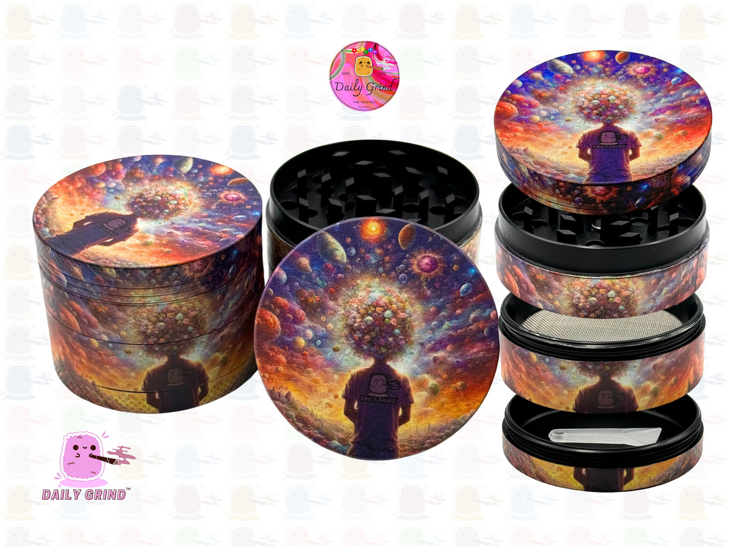 Moment of Inspiration Colourful Original Custom 50mm Premium 4-Piece Custom Metal Kitchen Herb Grinder Gift Idea