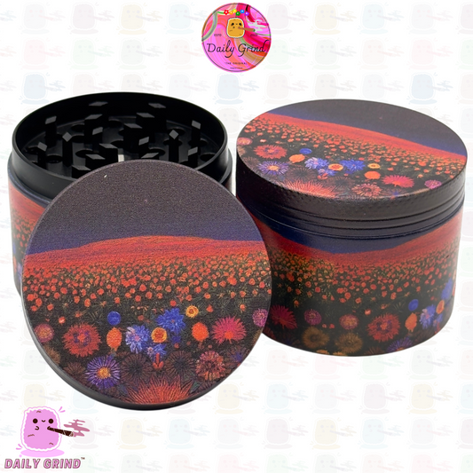 Dark Night with Cute Flowers - 50mm 4-Piece High Quality Custom Girls Metal Kitchen Herb Grinder Gift Idea