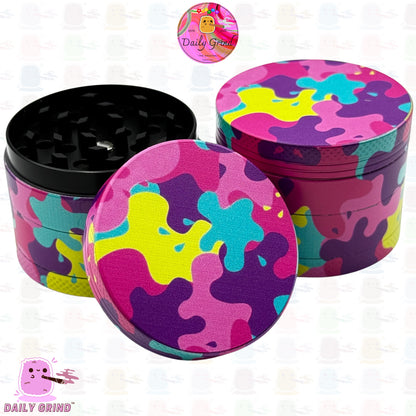 Paintball Splatter Colourful Vibrant Neon - 50mm Premium 4-Piece Custom Metal Kitchen Herb Grinder Gift Idea