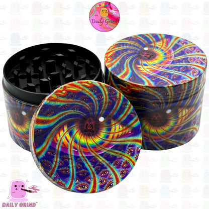 Colourful Neon Predator Eye - 50mm Premium 4-Piece Custom Metal Kitchen Herb Grinder Gift Idea