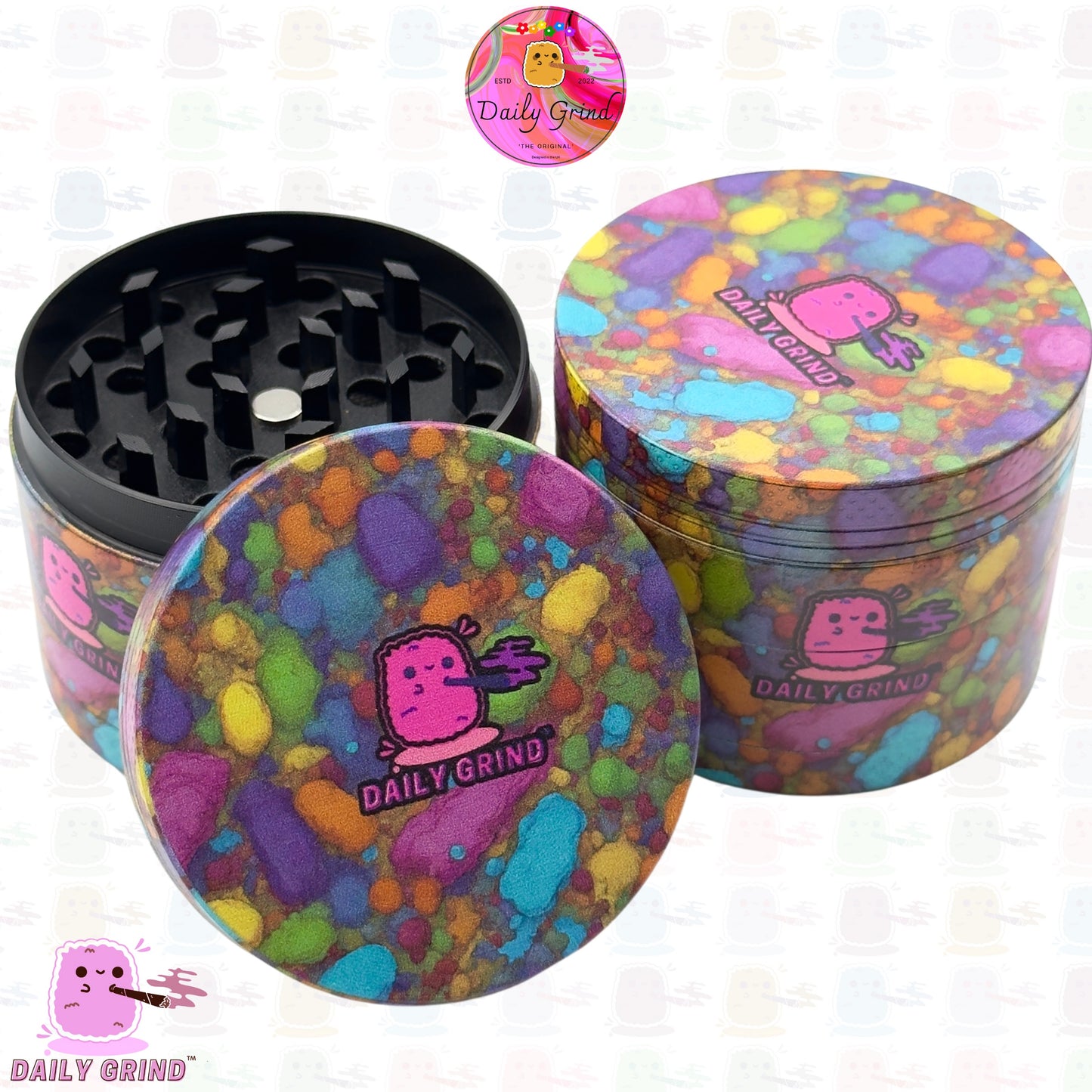 Colourful Sweets or Candy - 50mm Premium 4-Piece Custom Metal Kitchen Herb Grinder Gift Idea