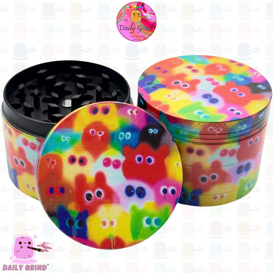 Colourful Fuzzy Ghostly Ghouls - 50mm Premium 4-Piece Custom Metal Kitchen Herb Grinder Gift Idea