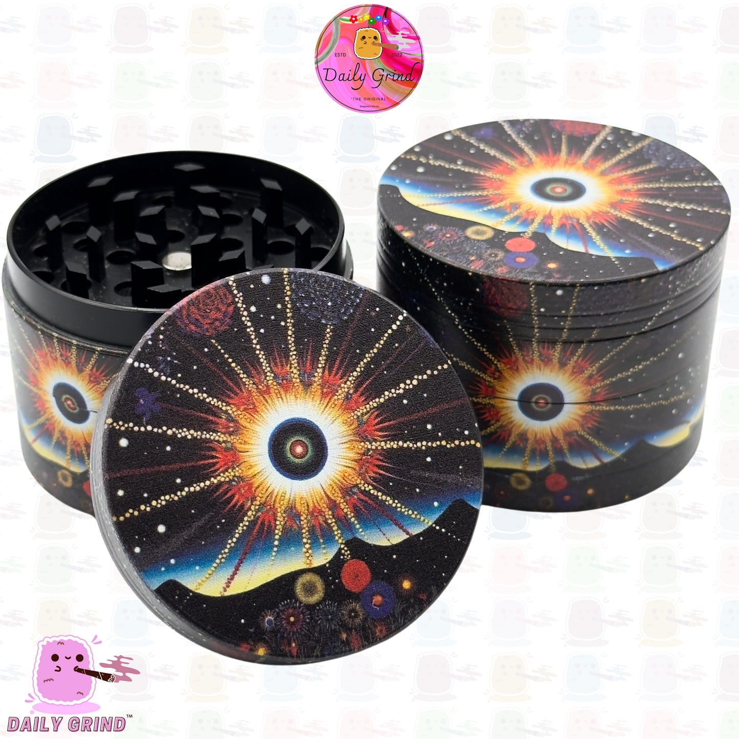 Exploding Star Esoteric Planets at Dawn - 50mm Premium 4-Piece Custom Metal Kitchen Herb Grinder Gift Idea