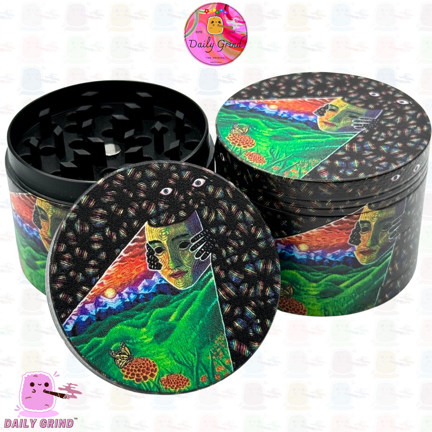 Mask of Awakening Colourful Fantasy Dream - 50mm 4-Piece High Quality Custom Metal Kitchen Herb Grinder Gift Idea