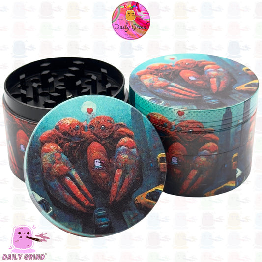 NYC Lobsters Under The Sea In Love Together - 50mm Premium 4-Piece Custom Metal Kitchen Herb Grinder Gift Idea