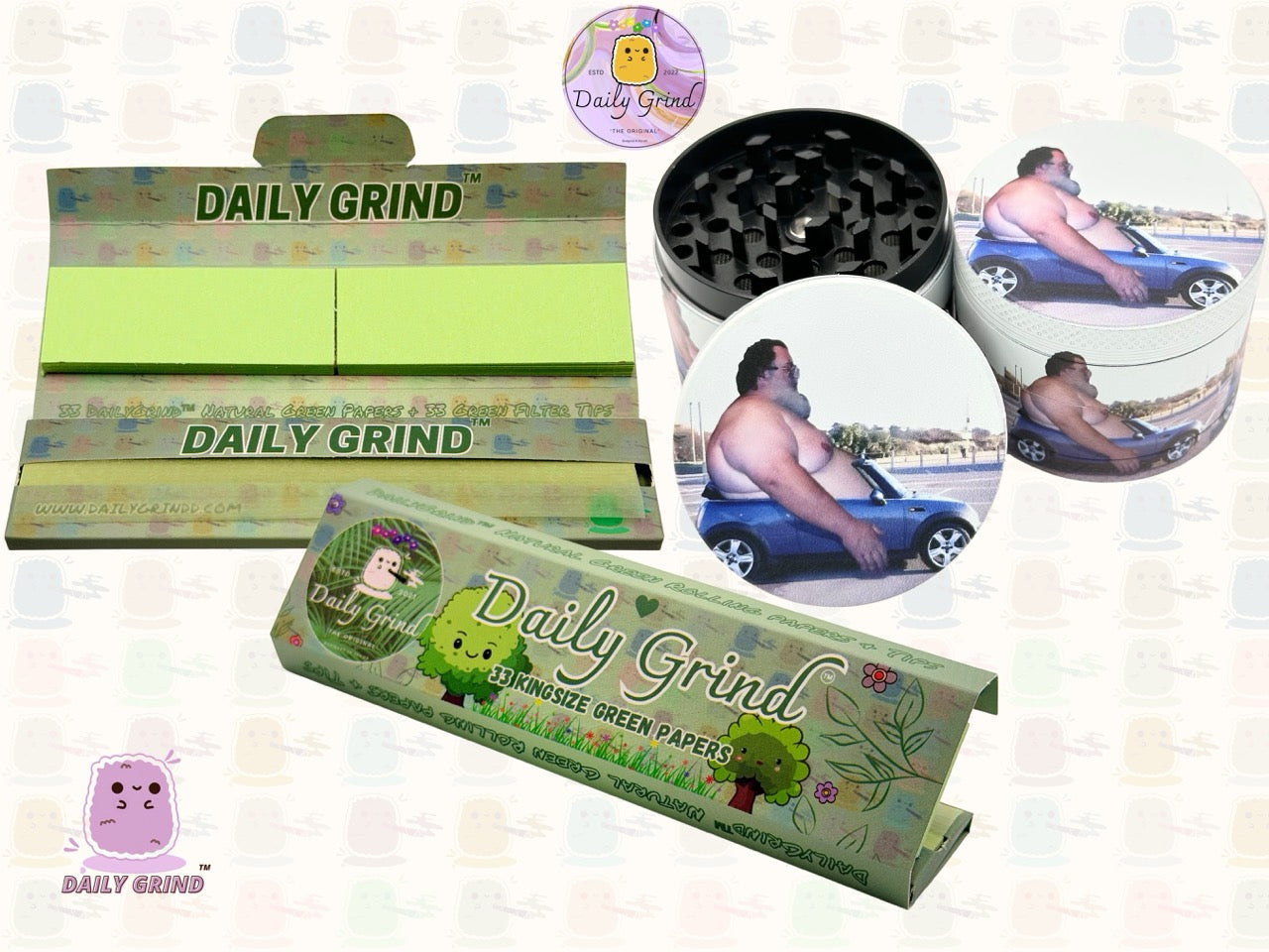 Papa Bod dans un Drop Top Mini 50mm 4 pièces de haute qualité personnalisé broyeur d'herbes en métal cadeau 