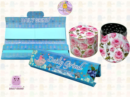 Cute Pink Roses Summer Flower - 50mm 4-Piece High Quality Custom Metal Tobacco Herb Grinder Gift Idea