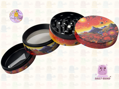 Motif Trippy coloré ondulé liquide Hallucination 50mm 4 pièces haute qualité personnalisé métal herbe broyeur cadeau 
