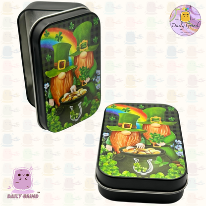 Cute Lucky Leprechaun - 1oz Black / Crystal / Jewellery / Coins / Bits & Pieces / Hide / Money / Make-Up 1oz Black Hinge Lid Tin Box Gift - 9.5 x 6.2 x 2 cm - Cute Funny Metal Organiser Gift Idea
