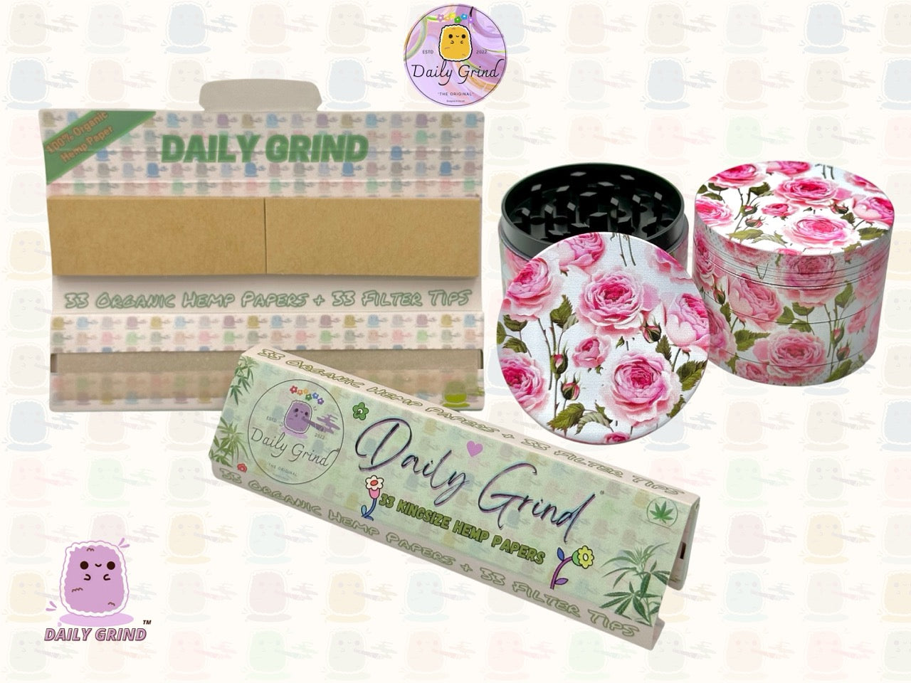 Cute Pink Roses Summer Flower - 50mm 4-Piece High Quality Custom Metal Tobacco Herb Grinder Gift Idea
