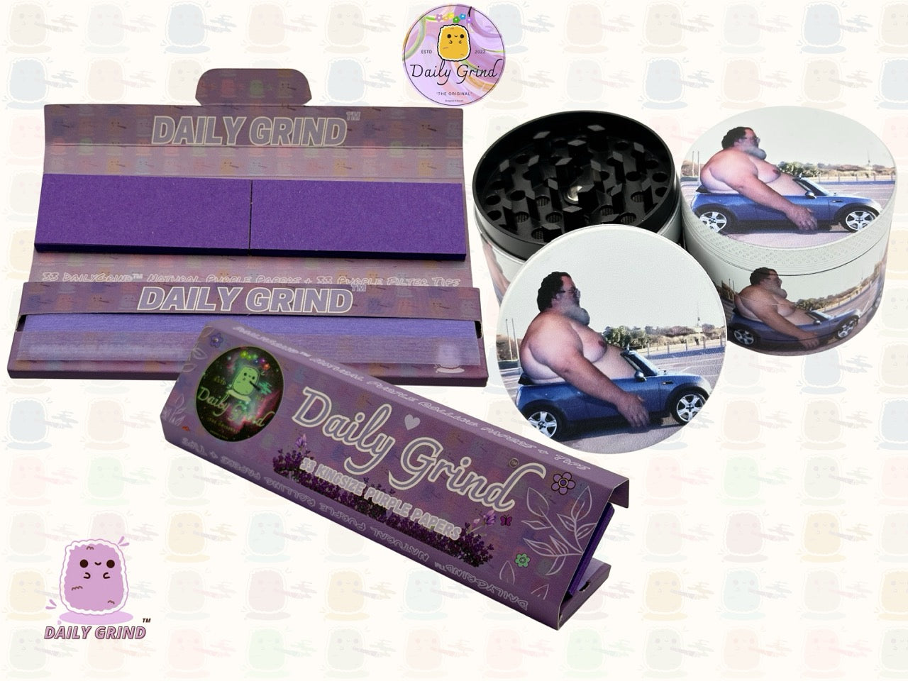 Papa Bod dans un Drop Top Mini 50mm 4 pièces de haute qualité personnalisé broyeur d'herbes en métal cadeau 
