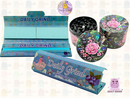 Cute Flowers and Rose - 50mm 4-Piece Premium Custom Metal Tobacco Herb Grinder Cute Gift Idea