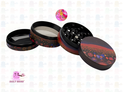 Dark Night with Cute Flowers - 50mm 4-Piece High Quality Custom Girls Metal Kitchen Herb Grinder Gift Idea