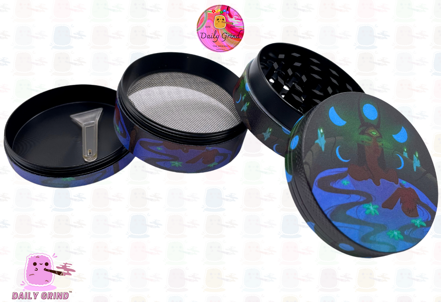 Cute Villain Style Evil Witch - 50mm 4-Piece High Quality Custom Metal Kitchen Herb Grinder Gift Idea